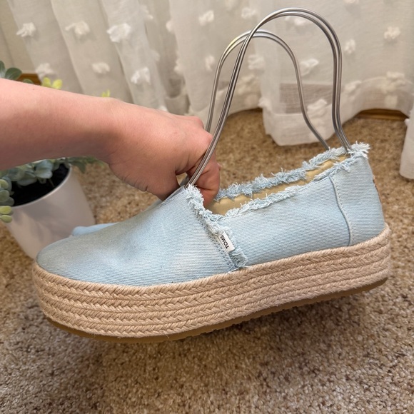 Toms Valencia Light Blue Boho Espadrille Slip-On Shoes - Picture 7 of 9
